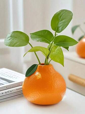 1/2 szt. Modny pomarańczowy plastikowy wazon, okrągły wzór owoców do hydroponicznych kwiatów, idealny na centralne elementy weselne i do wystroju domu, salonu i biura