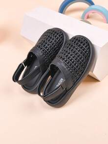 女婴/幼儿镂空编织包头凉鞋，软底公主沙滩鞋