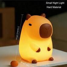 Cute Capybara Night Light, Soft Silicone Animal Shaped, Portable Bedside Lamp, Adds Ambiance To Any Room, Suitable For Bedroom Or Living Room, Also A Fun Home Decor Item [Large/Small: Constant Light | USB Version: Touch Dimmable & 30-Min Timer] - Multicolor - View 5