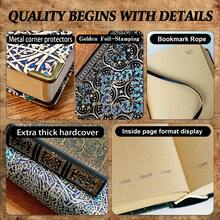 一本 388 页的复古硬皮笔记本 - 加厚，365 天日记本，空白内页，仿皮封面，荧光烫金，耀眼女王设计，DIY 日记本，完美礼物。