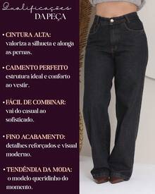 Women's Wide Leg Jeans, Marbled Pattern, High Waist, Wide Leg, Gaven Brand, Thick Fabric, 100% Denim - 黑鉛 - 查看 5