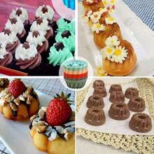 2/4/12 Forme de Tort din Silicon, Set de Forme de Copt pentru Clătite din Silicon, Forma de Tort cu Budincă și Jeleu, Instrumente de Copt DIY, Mini Tuburi cu Canelură pentru Preparat Tort, Instrumente de Copt și Ustensile de Bucătărie, Ușor de Copt și Demulat în Bucătărie, Formă de Dovleac, Potrivite pentru Torturi Pufoase în Formă de Tuburi - Instrumente de Copt și Esențiale de Gătit, Perfecte pentru Cadouri și Curățare Ușoară - Decorațiuni de Crăciun (Culori Aleatoare) Pijamale de Crăciun Cadouri de Crăciun Decorațiuni de Crăciun - Multicolor - Vizualizare 7