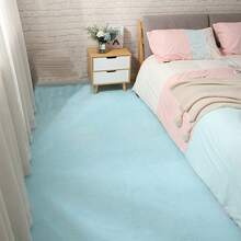 12pcs/Set Solid Color Bedroom Ins Style Whole Installation Decorative Anti-Slip Splice Mat, Flocked Fabric Floor Carpet Splice Mat Bedside Rug Gifts Birthday Graduation