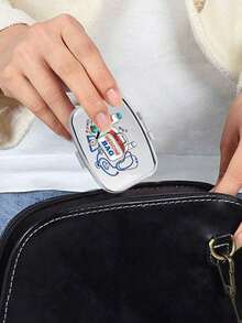 Cute Pill Bottle Letter Series Pattern Dual-Compartment Portable Pill Box, Adorable Mini Metal Storage Box, Back To School Portable Pill Box, Personalized Creative Cartoon Logo Gift - Multicolor - View 5