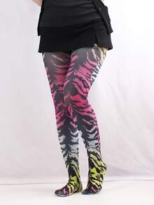 1pc Spring & Autumn Thin Pantyhose For Women, Lip, Plaid, Star Print Tights Leggings - Multicolor - View 39