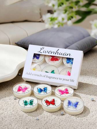 1pc Colorful Butterfly Romantic Atmosphere Scented Candle, Transparent Candle Cup With Glitter, Creates A Soft Hazy Ambiance. Suitable For Bedroom, Desk Decor, Girlfriend Gift. Lightly Sweet Fragrance, Lights Up The Little Joys Of Life.