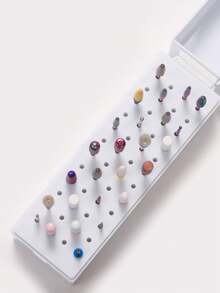 48holes Nail Drill Bits Storage Box Empty Clear Box Nail Drill Display Stand Manicure Accessoy Tools - White - View 7