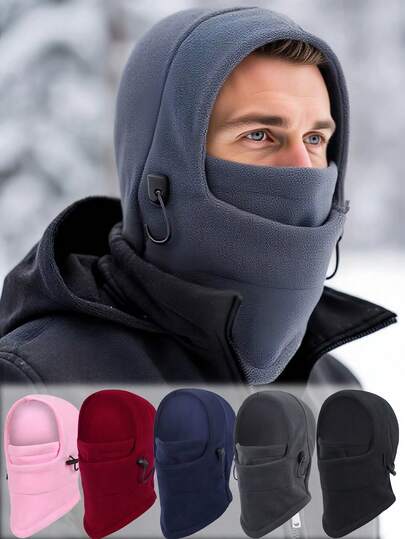 Winter Windproof Thicken Warm Caps With Warm Fleece Face Cover Unisex Wind Tour Breathable Adjustable Hats Outdoor Sports Solid Multifunctional Head Cover Soft Warm Riding Mask Hat Balaclava Ski Face Mask Hood Cold Weather Face Mask Neck Warmer For Daily Life Activities Snowboarding Skiing