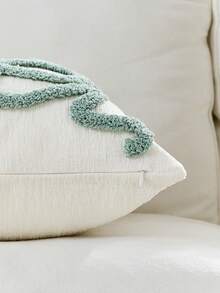 Gối trang trí thêu họa tiết phong cách Bắc Âu 45*45cm, gối bông mềm mại có tua rua cho ghế sofa, giường, bệ cửa sổ (1 chiếc, 2 chiếc tùy chọn) - Màu xanh Bạc hà - Xem 4