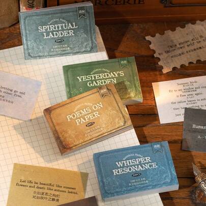 50 Sheets/Book Creatives Notebook, Vintage Art Series, Retro English Poetry Creatives Notebook, Scrapbook Supplies, Notebook Accessories, Decorative Photo Frames, Computer And Phone Cases, Water Cups, Junk Magazines, Pencil Cases, Desktop Decorative Paper, Back-To-School Supplies