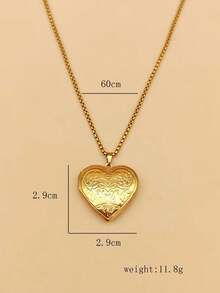 1 chiếc vòng cổ hình trái tim, hình khối, hình bầu dục, cây sự sống bằng thép không gỉ mạ vàng 18K, tối giản, dùng để lưu trữ ảnh tự làm, quà tặng ngày lễ/kỷ niệm/ngày lễ tình nhân - Vàng - Xem 17