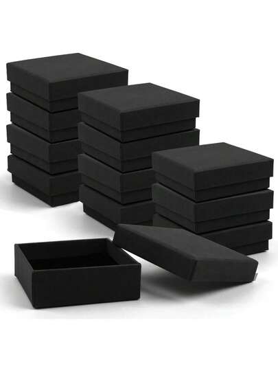 10pcs Jewelry Gift Boxes - Elegant Black Mini Necklace, Ring, Earring Storage Boxes - Sturdy Cardboard Structure, Suitable For Jewelry Stores, Birthdays, Weddings, Anniversaries - Large Packaging For Easy Organization And Display, Jewelry Boxes, Wedding Accessories, Classic Design, High-Quality Durable Material, Exclusive For Boutiques (5*5cm)