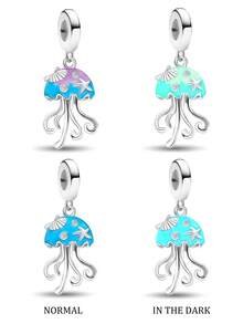 1pc Fashionable 925 Sterling Silver Shiny Jellyfish Pendant, Suitable For Women Jewelry DIY Bracelet - Beaded 2 - View 2