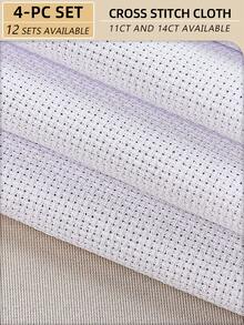 1 Or 4pcs White Handmade DIY Cross Stitch Embroidery Cloth, Thick Fabric With Even Stitches For Smooth Finish, 6 Cutting Sizes Available, 11CT And 14CT Specifications - White - View 11