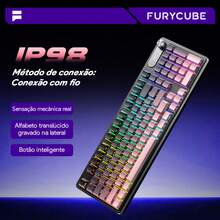 FURYCUBE IP98 RGB Wired Membrane Gaming And Office Keyboard, Waterproof - 黑粉 - 查看 2