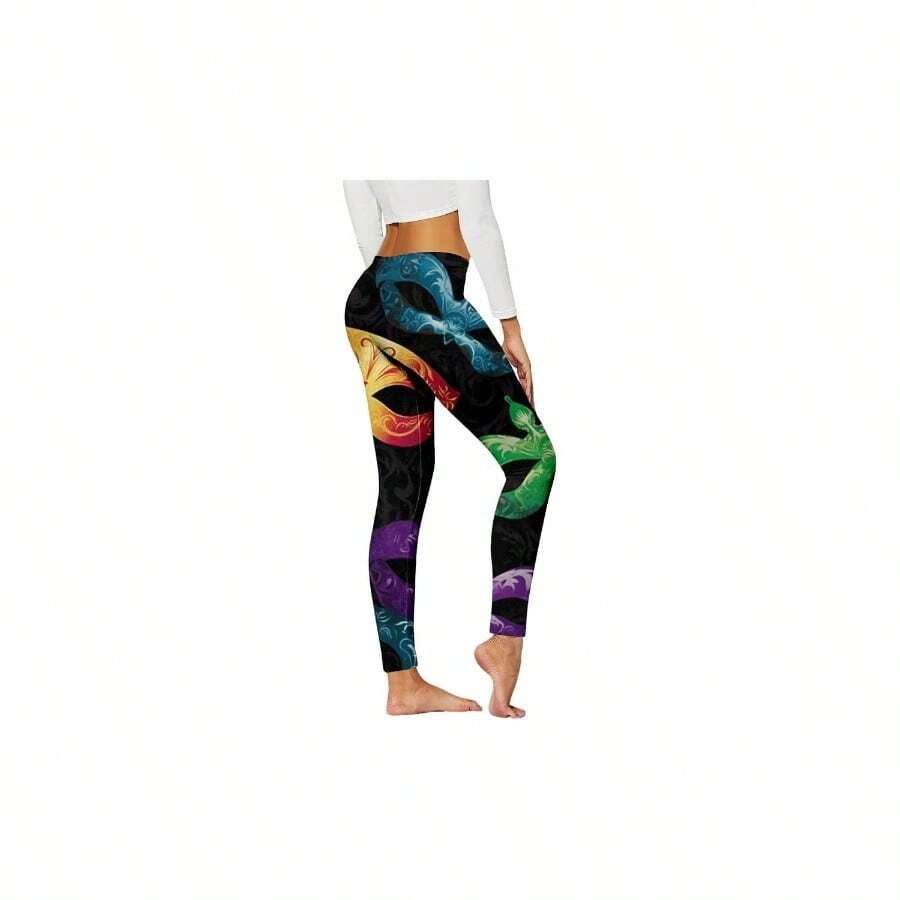 Mardi Gras - Traje para mujer, leggings hasta el tobillo, mallas para festivales, fiestas, yoga, da festivo, cintura alta, 17 - Amarillo, XXL - inicial - Ver 1