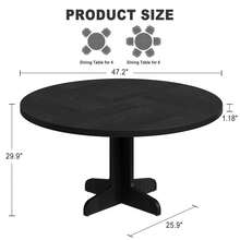 47 Pulgadas Mesa Redonda de Comedor para 4-6 Personas, Mesa para Sala y Comedor - Negro - Ver 3
