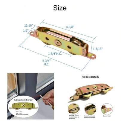 2 Pack Sliding Glass Door Rollers, 1 - 1/4 Inch Steel Ball Bearing Patio Door Wheels, Heavy Duty Tandem Wheels Assembly Andersen, Truth Part #31761A, Jeld Wen, Milgard, Marvin, Peachtree