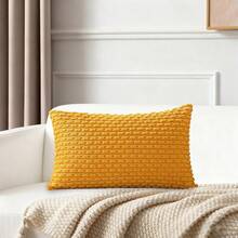 1pc/2pcs Yellow Bohemian Striped Throw Pillow Cover (Pillow Insert Not Included), Soft Plush Corduroy Solid Color Decorative Square Pillow Cover, Suitable For Holiday, Sofa, Bedroom, Bed, All Seasons Use. - Yellow - View 10