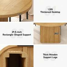 70.8 Inch Dining Table For 6, Modern Farmhouse Rectangular Kitchen Table With Waterproof Wood Tabletop, Sturdy Wood Base With Foot Pads For Dining Room, Kitchen, Living Room - Natural - View 7