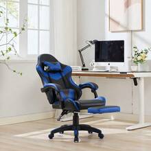 Gaming Chairs - Black+Blue + Upholstered + Foam - View 4