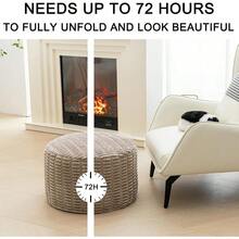 Plush Furry Pouf Ottoman Footrest-Soft Foam-Filled Floor Pouf Cushion 51x31cm - Cozy Lounge Accent For Your Couch Sofa Living Room Bedroom (Light Coffee) - Cà phê LightCoffee - Xem 4
