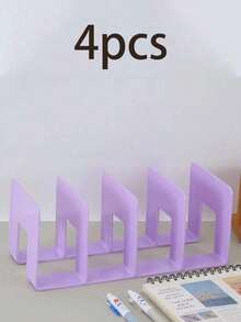 1/2/4件套书架，书架，桌面收纳架，四格收纳盒，加厚隔板书架，文具收纳架，厨房置物架，标签贴纸，适用于学生、办公室、书桌、厨房、浴室、化妆品收纳等。 - 彩色 - 查看 24