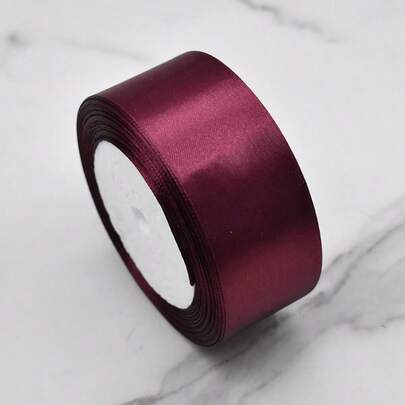 1 Roll 25 Yards, Deep Burgundy Satin Ribbon, Silk Decorative Ribbon, Suitable For Crafts, Hair Accessories, Holiday Gift Wrapping