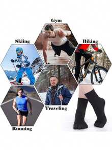 Vớ thể thao 5 ngón thoáng khí - Thiết kế tách ngón, co giãn và thoải mái, vớ màu trơn dài đến giữa bắp chân, thoáng khí và khử mùi, đồ dùng chạy bộ, ôm sát tự nhiên, chất liệu mềm mại, cần thiết cho tập luyện thể dục. - Nhiều màu - Xem 6