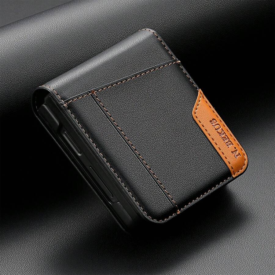 RFID Blocking Faux Leather Wallet Case Compatible With SamsungGalaxy Z 7FE 6 5 4 3 5G Awith Card Holder Kickstand Flip Cover Phone Wallet Bag - Black - View 1