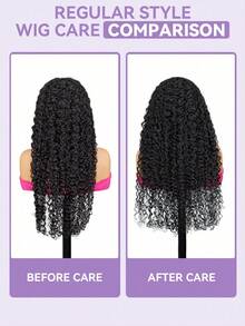 OQ 180% 密度，16-28 英寸长，无需胶水即可佩戴的假发，水波纹，9x6 透明蕾丝前假发，真人发丝假发，迷你结，预漂白，预剪预拔，蕾丝前假发，自然发际线，高品质无需胶水假发 - SNatural - 查看 9