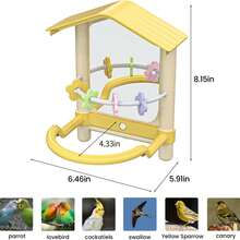 8.1 Inch Pet Bird Mirror With Perch Stand And Parakeet Chew Toys,Parrot Toys Bird Cage Decorative Accessory, Helps Birds Release Stress For Canaries Budgies Lovebirds Conures Cockatiels - 棕色 - 查看 8