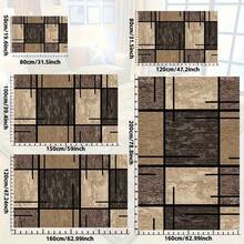 [Build] Thảm nhung tối giản 7 sao - Phiên bản nâng cấp, 1100 g/㎡, có thể giặt máy, mặt sau chống trượt, họa tiết hình học trừu tượng mềm mại màu nâu, cam, be và trắng, hoàn hảo cho trang trí phòng khách hoặc phòng ngủ. - màu nâu - Xem 7