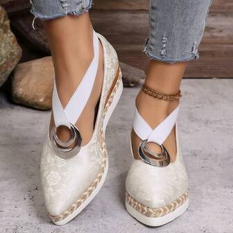 Women's Wedge Pointed Toe Slip-On Espadrille Shoes
