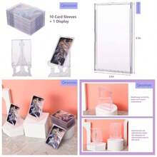 Cards Sleeves Top Loaders 10 Hard Acrylic Card Protector Card Brick+ 1 Display Stand Fit Trading Cards, Standard Sports Cards, Baseball Card Holder Cases Collectibles White - 10 + 1 - Ver 1