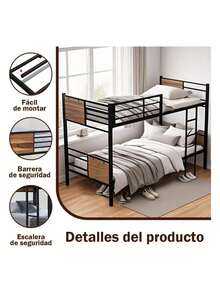 Litera  Individual / Individual 200cm Con Escalera Y Baranda - Negro - View 4