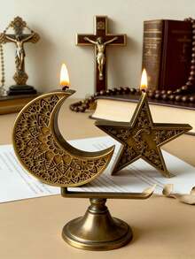 2pcs Ramadan Moon & Star Silicone Mold - Islamic Religious Candle Making Mold With Intricate Islamic Art Design, Irregular-Shaped Mold For Homemade Candles, Soap - White - View 4