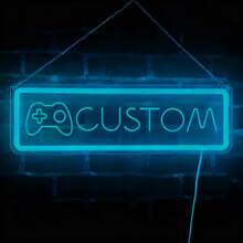 Individuell gestaltbarer PS//PC Gamepad Neonlicht - USB betriebenes LED Wandlicht, individuell anpassbarer Name/Text, blaue/rosa Gaming Zimmer Dekoration, Plug and Play, geeignet für Schlafzimmer, Party, kompatibel mit Switch//Logo, Neonlichtschild, Wandkunst, Wanddekoration, Neon Wanddekoration, LED Licht, ästhetische Zimmer Dekoration, Beleuchtungsdekoration, Lichtleiste