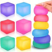 1pc/3pcs/5pcs Adult Stress Relief Squeeze Toy, Sensory Fidget Toy, Help You Achieve Maximum Relaxation. This Ice Cube Shaped Stress Relief Toy Can Help Relieve Tension When You Feel Stressed. - Multicolor - View 1