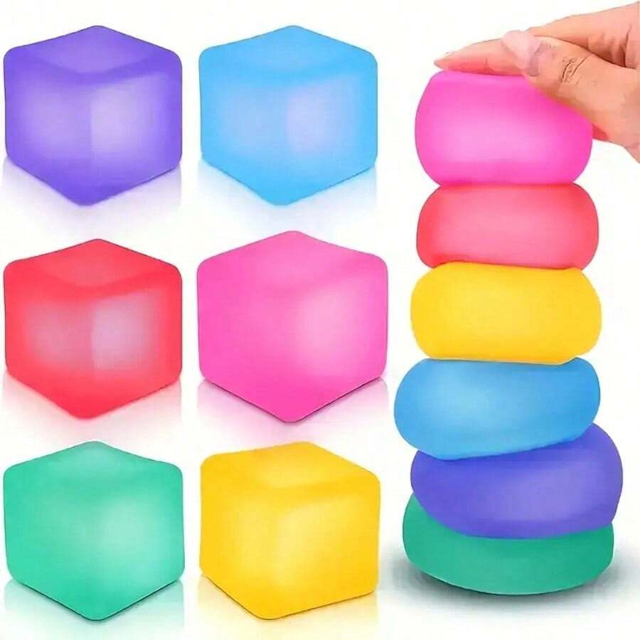 1pc/3pcs/5pcs Adult Stress Relief Squeeze Toy, Sensory Fidget Toy, Help You Achieve Maximum Relaxation. This Ice Cube Shaped Stress Relief Toy Can Help Relieve Tension When You Feel Stressed. - Multicolor - View 1