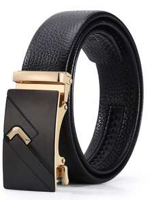 1pc Men's Classic Business Style Leather Belt, Suitable For Daily Work Wear - Black - View 8
