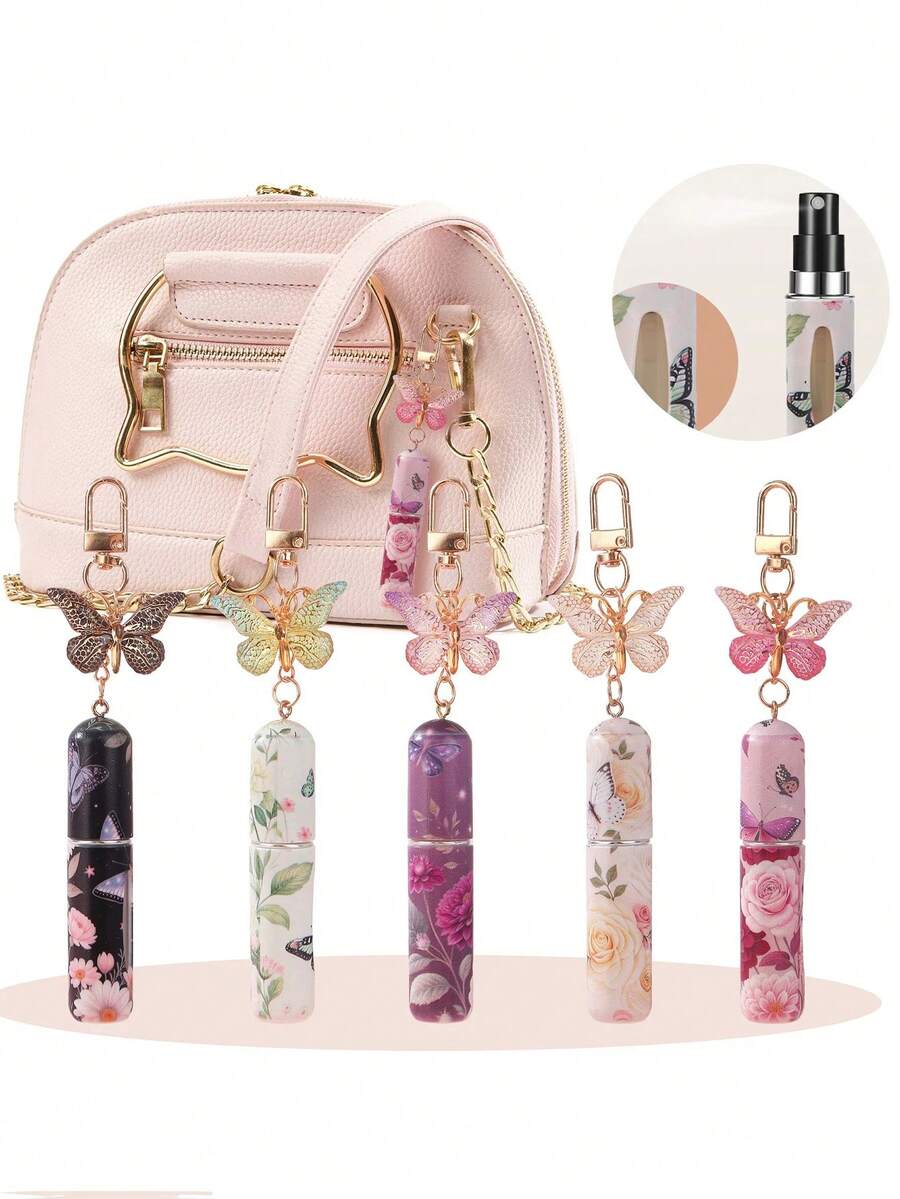 1PC Portable Mini Perfume Atomizer Spray Bottle Set – 5ml Refillable Travel Size Fragrance Dispenser With Gradient Butterfly Keychain Design For On-The-Go Touch-Ups – Ideal For Carrying Your Favorite Scents In Purses, Pockets, Gym Bags, And During Travel Or Shopping Trips – Leakproof, Easy To Fill, And Perfect For Parties & Everyday Use - 彩色 - 查看 1