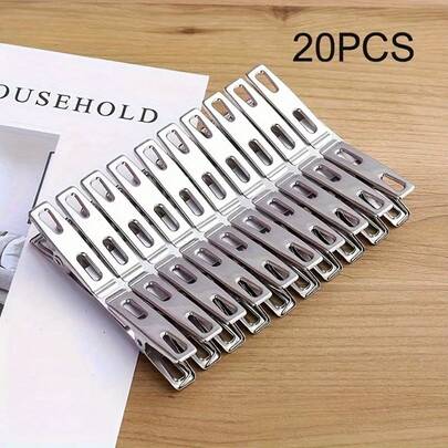 Stainless Steel Clothes Clips, Windproof And Anti-Drop Design, Comes With Sock Clips. Can Be Used Indoors And Outdoors. Can Be Used With Clothes Hangers To Dry Clothes And Prevent Clothes From Being Blown Away Or Slipping. Perfect Christmas Gift - An Ideal Presentable Item.