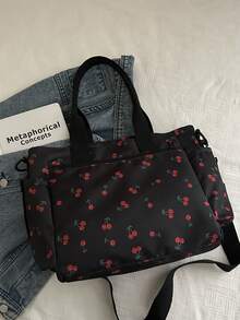 Fashionable Minimalist Large Capacity Multi-Pocket Shoulder Tote Bag, Suitable For School, Work, Travel And Business - Black - View 6