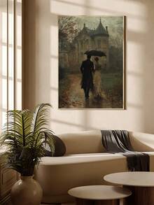 1幅暗黑学院风情侣艺术画，维多利亚浪漫风格墙饰，复古图书馆场景画，暗黑学院风墙面艺术，情人节礼物，情侣礼物，卧室装饰，客厅装饰，办公室装饰，厨房装饰，墙面艺术，墙面装饰，家居装饰，房间装饰，帆布墙面艺术，海报，带框墙面艺术，可选画框 - 彩色 - 查看 7