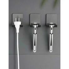 2pcs Plastic Manual Razor Hooks, Self-Adhesive No-Drill Strong Fixing Razor Holder, Clothes And Umbrella Organization Rack, Dorm Room Essential For Small Spaces, Slim Wall Mounted Storage Solution, Quick-Install Organizer For Back To School Season, Tidy Entryway And Bath - Universal Fit - Multicolor - View 7