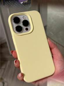 Ốp lưng điện thoại silicon lỏng chất lượng cao có nút bấm rãnh tương thích với iPhone 16 15 14 13 12 11 Pro Max, tẩy sáp mềm mại, thân thiện với da - Màu vàng kem - Xem 2