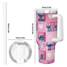 Pink Lilo And Stitchs Insulated Tumbler With Lid Cartoon Vacuum Thermal Mug Double Wall Bottle Cup, 40oz - 15 + 均碼 - 查看 3