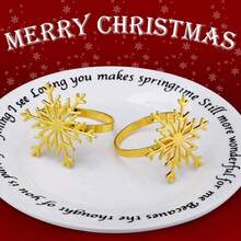 5 Pcs Christmas Metal Christmas Tree Snow Napkin Buckle, Hotel Table Napkin Ring - Multicolor - View 4