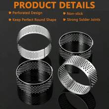 6pcs Stainless Steel Tart Rings Baking Molds For French Desserts & Mousse, Pastry Tools For Home & Commercial Bakery, Ideal For Valentine's Day, Parent-Child Baking Classes, Family DIY, Wedding & Graduation, Kitchen Gadgets & Accessories - 6件 - 查看 10